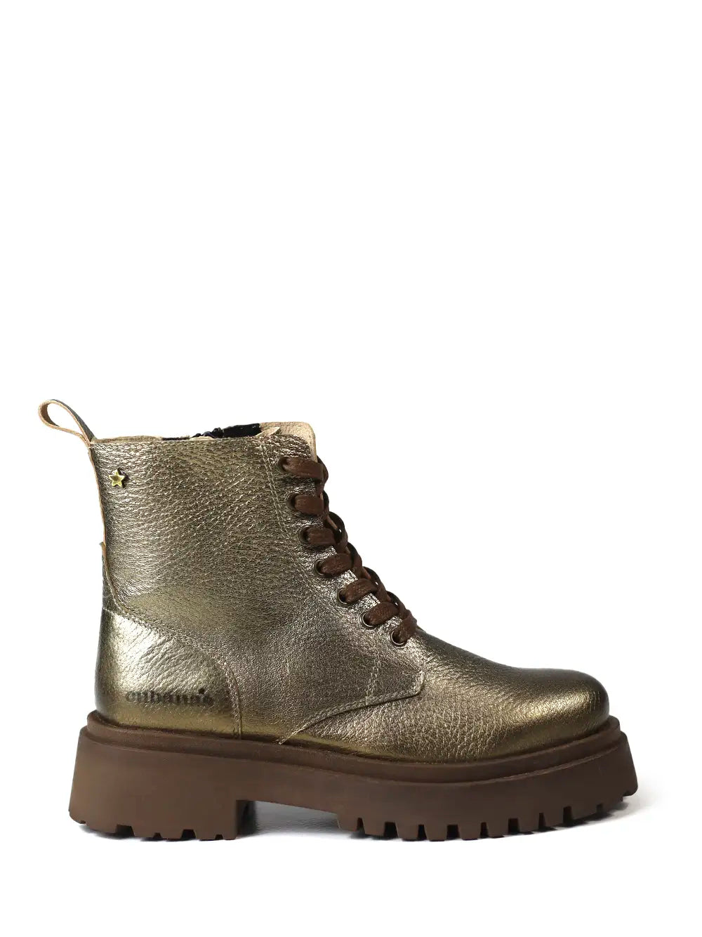 Bota em Pele Dourada e Sola Tratorada