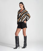 Carregar imagem no visualizador da galeria, Suéter com estampa animal em jacquard de zebra
