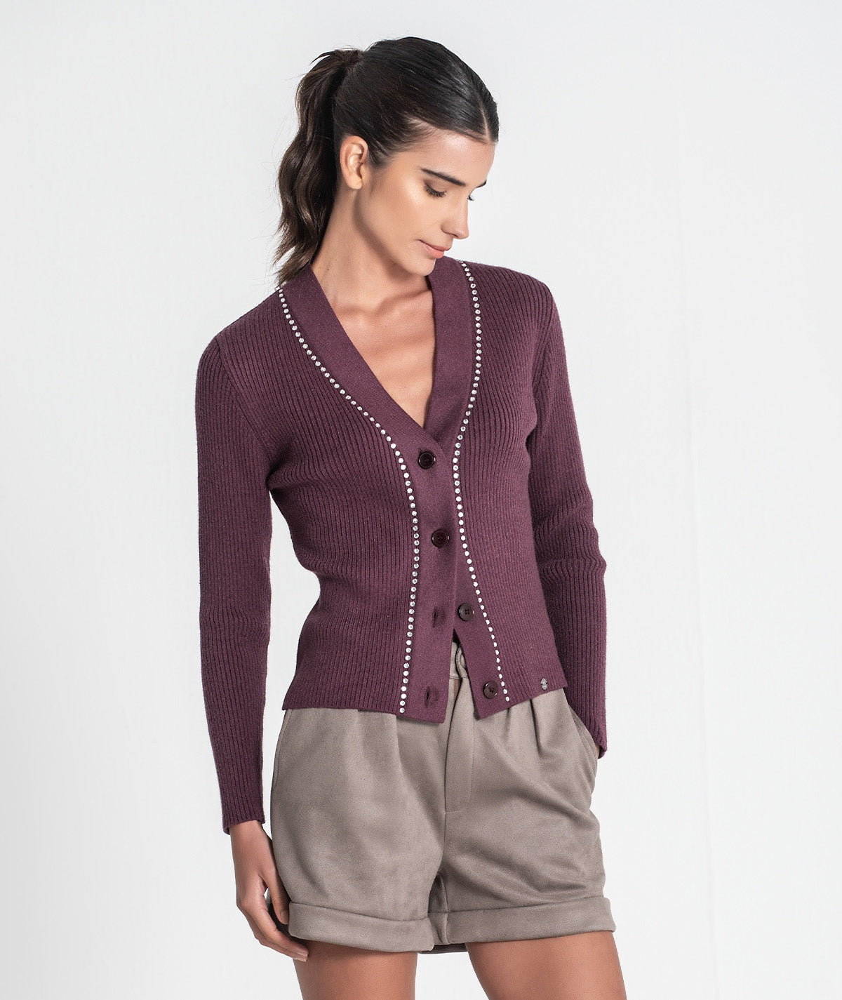 Cardigan canelado