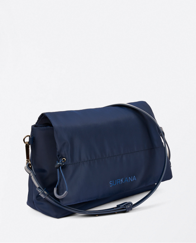 Bolsa tiracolo de nylon acolchoada Azul